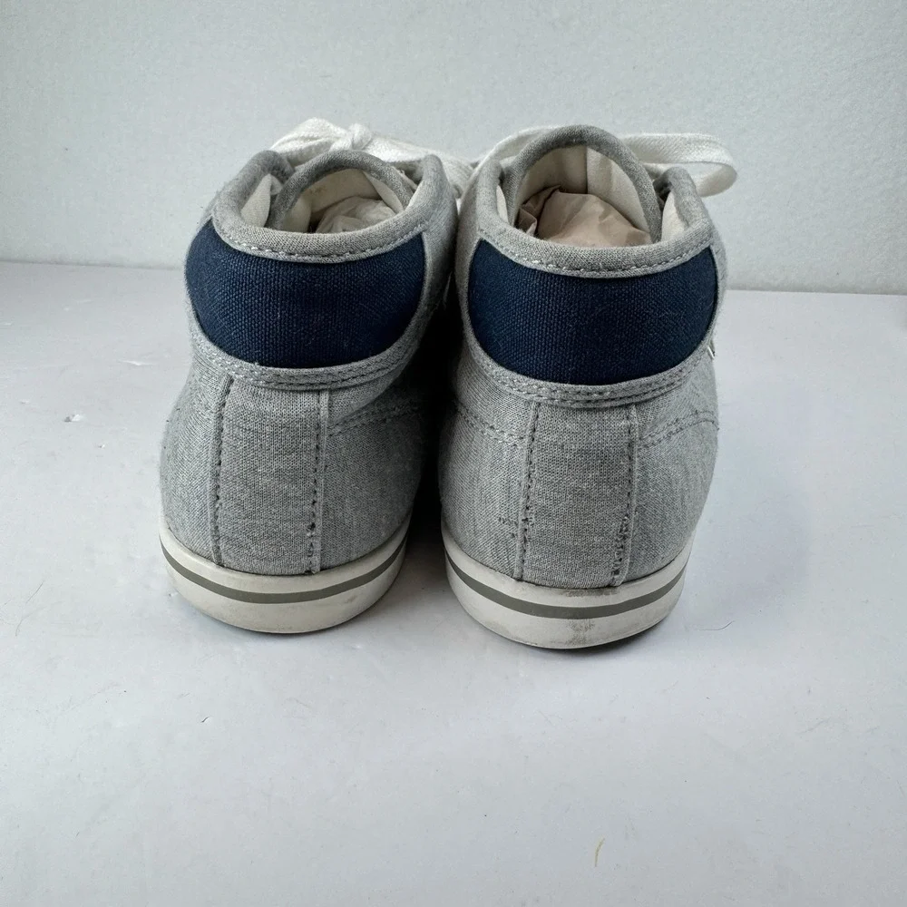 Lacoste Ampthill GRV2 Sneakers Men's 8.5 Gray‎ Canvas Mid Top Shoes Casual Logo